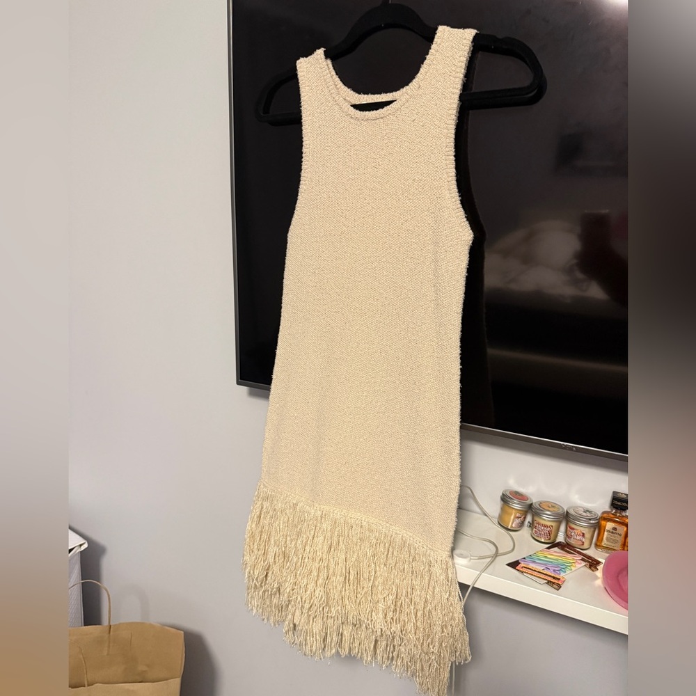 Cream Sleeveless Fringe Dress limited edition H&M